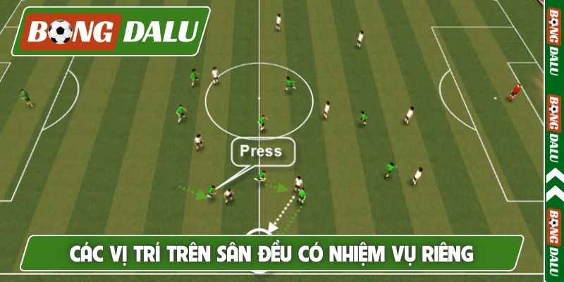 Các vị trí trên sân đều có nhiệm vụ riêng